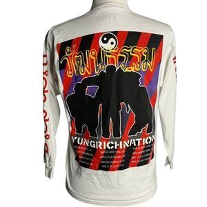 YRN Yung Rich Nation Rap Tour T Shirt XS White Crewneck Long Sleeve Double Sided
